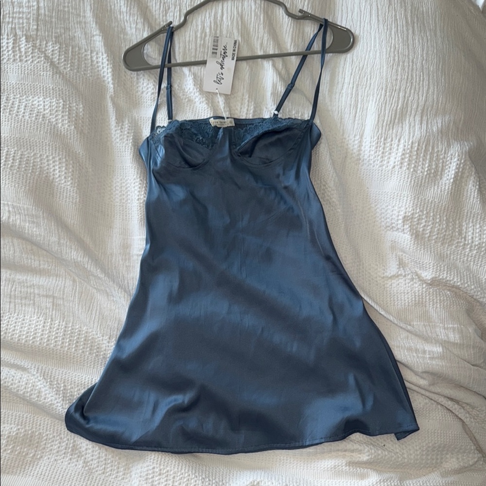 12th Tribe Blue Satin Lace Bralette dress